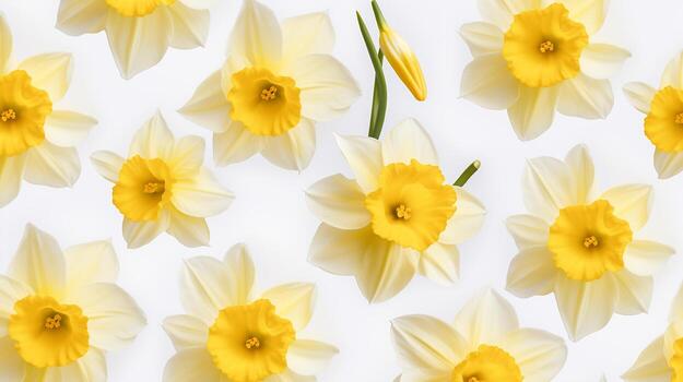 Daffodil flower patterned background. Flower texture background. Generative AI photo