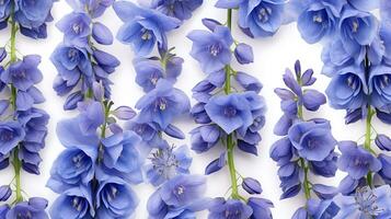 Delphinium flower patterned background. Flower texture background. Generative AI photo