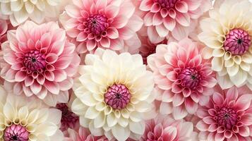 Dahlia flower patterned background. Flower texture background. Generative AI photo