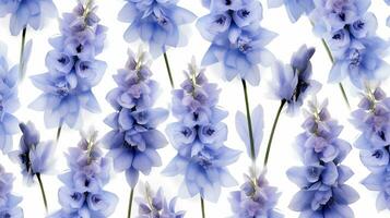 Delphinium flower patterned background. Flower texture background. Generative AI photo