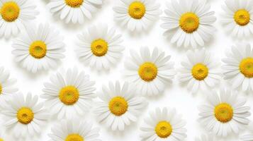 Daisy flower patterned background. Flower texture background. Generative AI photo