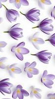 Crocus flower patterned background. Flower texture background. Generative AI photo