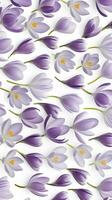 Crocus flower patterned background. Flower texture background. Generative AI photo