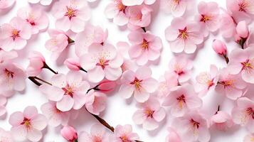 Cherry Blossom flower patterned background. Flower texture background. Generative AI photo