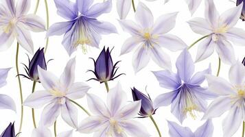 Columbine flower patterned background. Flower texture background. Generative AI photo