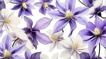 Columbine flower patterned background. Flower texture background. Generative AI photo