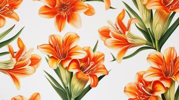 Clivia flower patterned background. Flower texture background. Generative AI photo