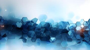 abstract blue background with hexagonal shapes. AI Generated photo