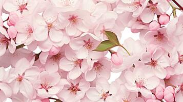 Cherry Blossom flower patterned background. Flower texture background. Generative AI photo