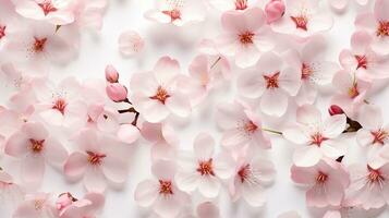 Cherry Blossom flower patterned background. Flower texture background. Generative AI photo