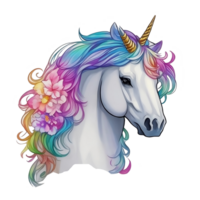 arco iris unicornio cabeza png