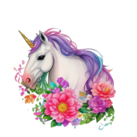 arco iris unicornio cabeza png