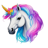 arco iris unicornio cabeza png