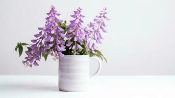 Photo of Wisteria flower in pot isolated on white background. Generative AI