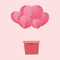 vector hot air balloons valentines day in paper style