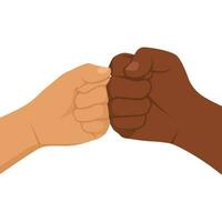 Fist Bump Healthy Diverse Hands Social Distance Greeting Symbol. vector