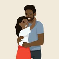 Happy Father's Day illustration, Father and Daughter hug. vector