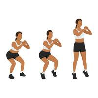 Woman doing tip toe squats exercise. vector