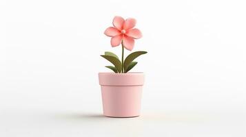 Photo of Tweedia flower in pot isolated on white background. Generative AI