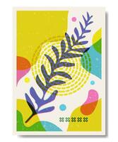 tropical leaves background with risograph style vector
