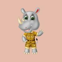 rhino cartoon posing, vector isolated