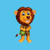 cute lion cartoon posing, vector isolated