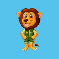 cute lion cartoon posing, vector isolated