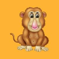 chimpanzee cartoon posing, vector isolated