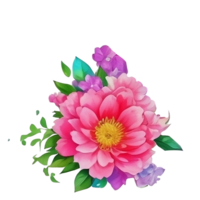 Pink flower watercolor clip art png