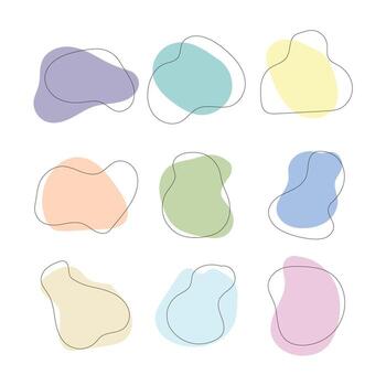 Vector hand drawn abstract shapes collection with soft colors.