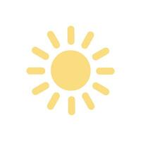 Vector sun icon bright yellow sol symbol with rays in childish simple style