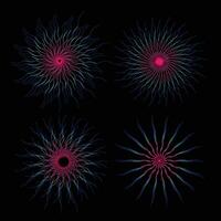 Set colorful Dotted Spiral Vortex Vector illustration. Vector flower realistic optical illustraion. Abstract backgground