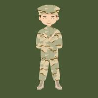 Military infantry. Cartoon soldier isolated drawing. Vector art of army combat force. Man in uniform going to war. Patriotic soldier fighting for freedom. Infantry hero veteran.