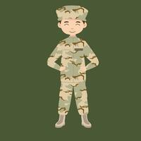 militar infantería. dibujos animados soldado aislado dibujo. vector Arte de Ejército combate fuerza. hombre en uniforme yendo a guerra. patriótico soldado luchando para libertad. infantería héroe veterano.