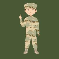 Military infantry. Cartoon soldier isolated drawing. Vector art of army combat force. Man in uniform going to war. Patriotic soldier fighting for freedom. Infantry hero veteran.