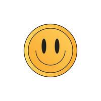 Vector a yellow smiley face with black eyes and a black line around the middle