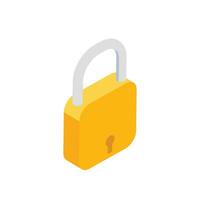 Vector lock isometric icon isolated vector illustration, protection and safety symbol