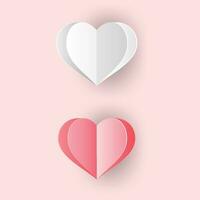 vector folded hearts valentine's day on a white background