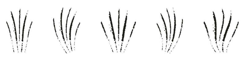 Bear Claw Scratch. Scary Laceration Trail Set. Cat or Tiger Talon Collection. Monster Nail Mark. Abstract Design Element. Grunge Texture of Wild Animal Attack Trace. Isolated Vector Illustration.