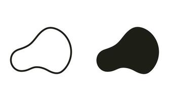 Irregular Amorphous Splodge. Abstract Liquid Design Form. Random Shape. Stone, Pebble Collection. Organic Blob Line and Silhouette Black Set. Isolated Vector Illustration.