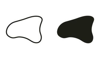 Organic Blob, Random Shape Line and Silhouette Black Set. Irregular Liquid Design Form. Abstract Amorphous Splodge. Simple Stone, Asymmetric Pebble Collection. Isolated Vector Illustration.