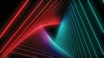 Neon tunnel. Portal with light effects. Retro abstract background. Vector illustration.