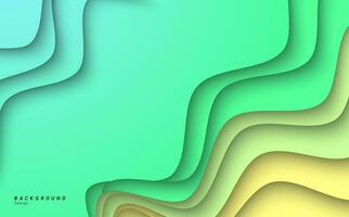 Gradient green soft layer paper cut style wave 3d vector background template design