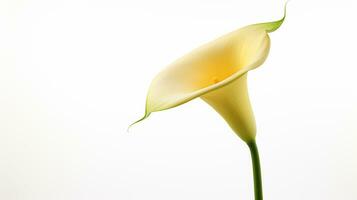 Photo of beautiful Zantedeschia Calla flower isolated on white background. Generative AI