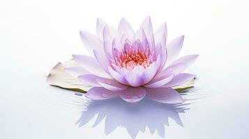 Photo of beautiful Water Lily flower isolated on white background. Generative AI