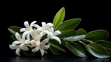 Photo of beautiful Stephanotis flower isolated on white background. Generative AI