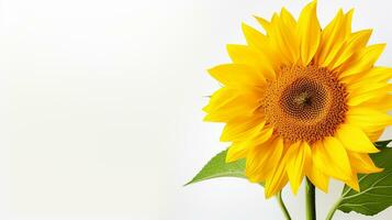 Photo of beautiful Sunflower isolated on white background. Generative AI