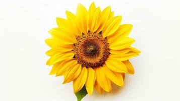 Photo of beautiful Sunflower isolated on white background. Generative AI