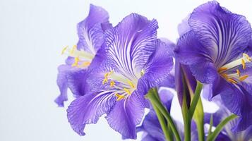 Photo of beautiful Spiderwort flower isolated on white background. Generative AI