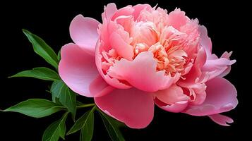 Photo of beautiful Peony flower isolated on white background. Generative AI